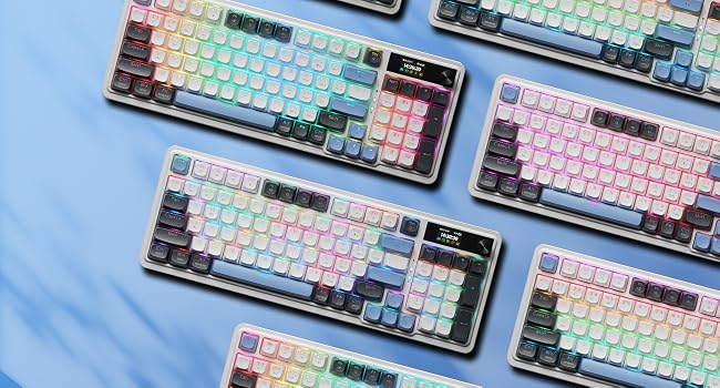 Redragon K719 Wireless Gasket Gaming Keyboard w/Hype Screen & Knob, 95 Keys Mechanical Keyboard, Easy-Control 1.14’’ TFT Info