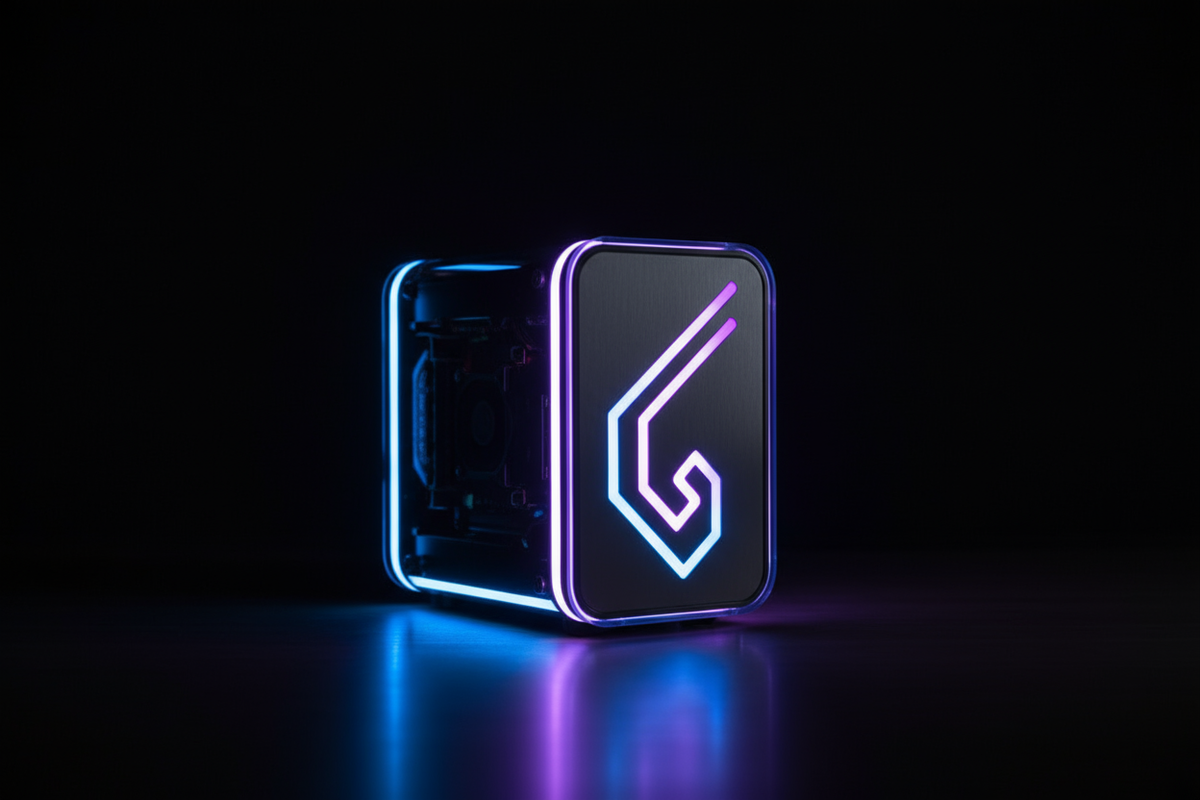 1:1 ratio mini pc neon with nothin written on it