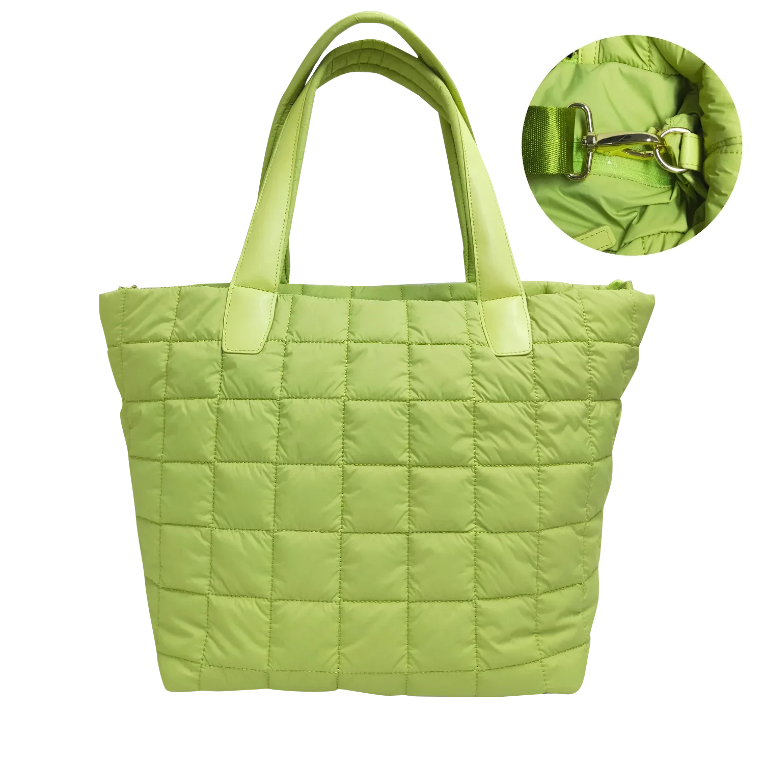 Quilted Nylon Tote Bag for Women – Lightweight 16” Laptop Work & Travel Tote