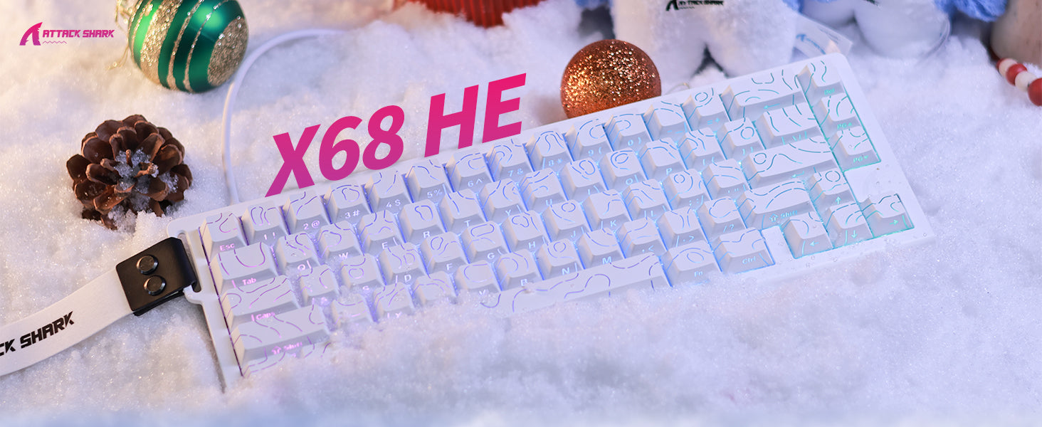 ATTACK SHARK X68 HE Rapid Trigger Keyboard Magnetic Switch 60% Wired 8KHz Hot Swappable Keyboard With RGB Lighting PBT Double-sh