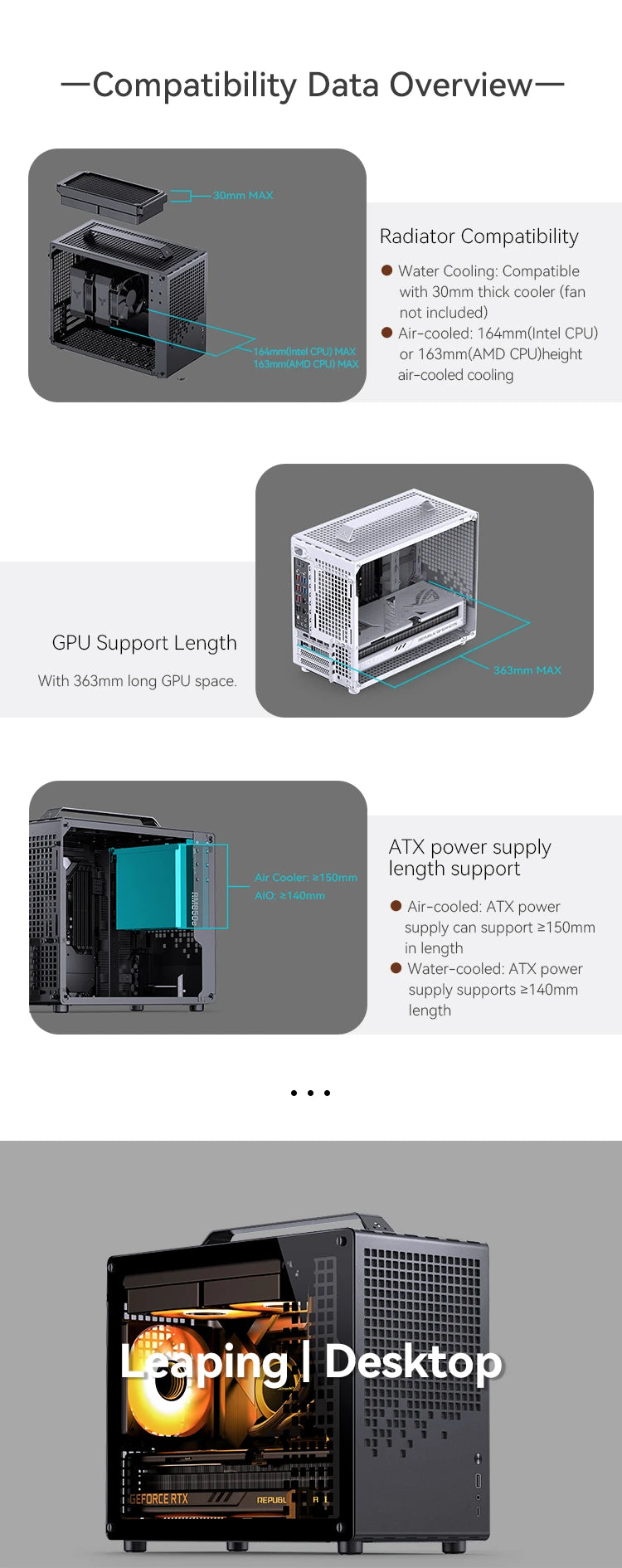 JONSBO Z20 MATX ATX PC Case Chassis 20L Detachable Handle Case 163mm Air-Cooled Graphics Card Type-C Desktop Small Space 컴퓨터 케이스