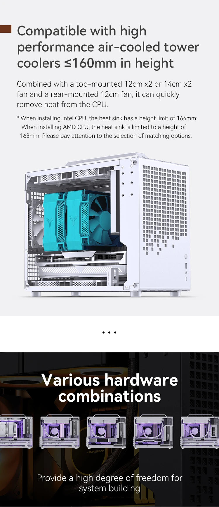 JONSBO Z20 MATX ATX PC Case Chassis 20L Detachable Handle Case 163mm Air-Cooled Graphics Card Type-C Desktop Small Space 컴퓨터 케이스