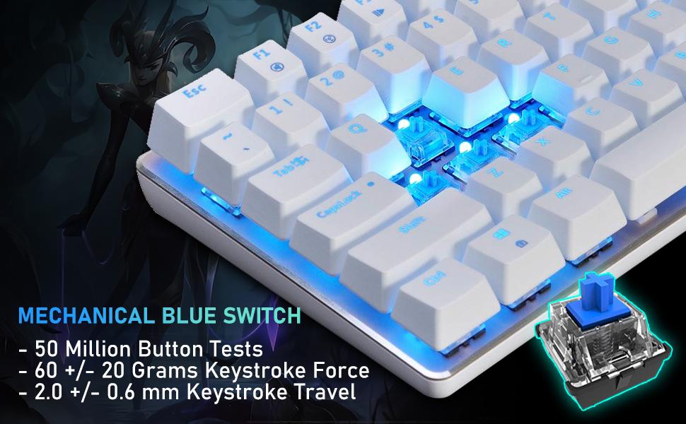 ZIYOU LANG Wired Gaming Keyboard and Mouse Combo,Blue LED Backlit Mechanical Keyboard