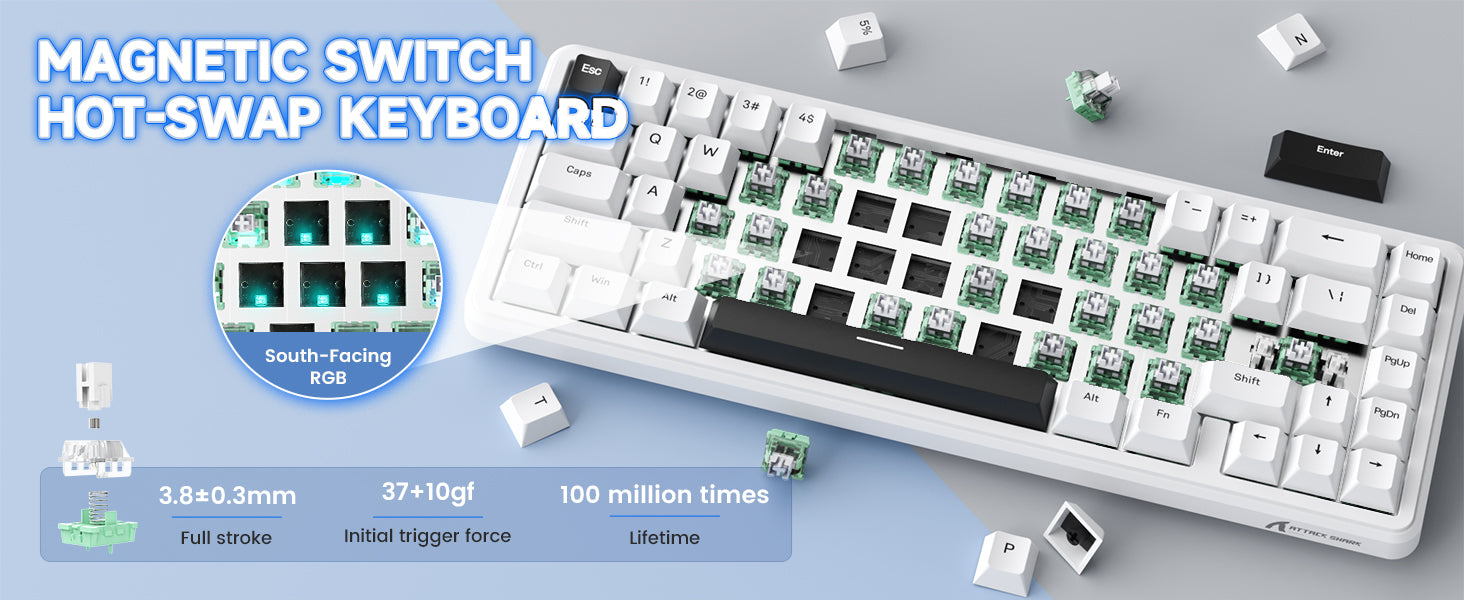 MAMBASNAKE x ATTACK SHARK X65 HE Wired Rapid Trigger Magnetic Switch Keyboard and R1 Mouse Combo