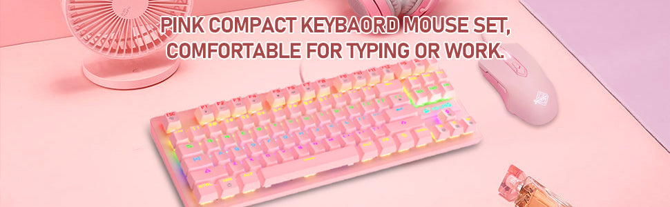 MAMBASNAKE x ZIYOU LANG Wired K2 Pink blue Switch gaming keyboard and mouse set gaming keyboard and mouse set Mini 87 Keys