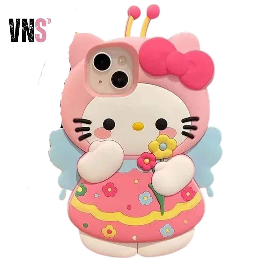 For iPhone 16 Pro Max 15 14 Plus 12 Pro 13 Mini 11 X XS XR 7 8 SE Pink Flower 3D Cartoon Silicon Soft Phone Case