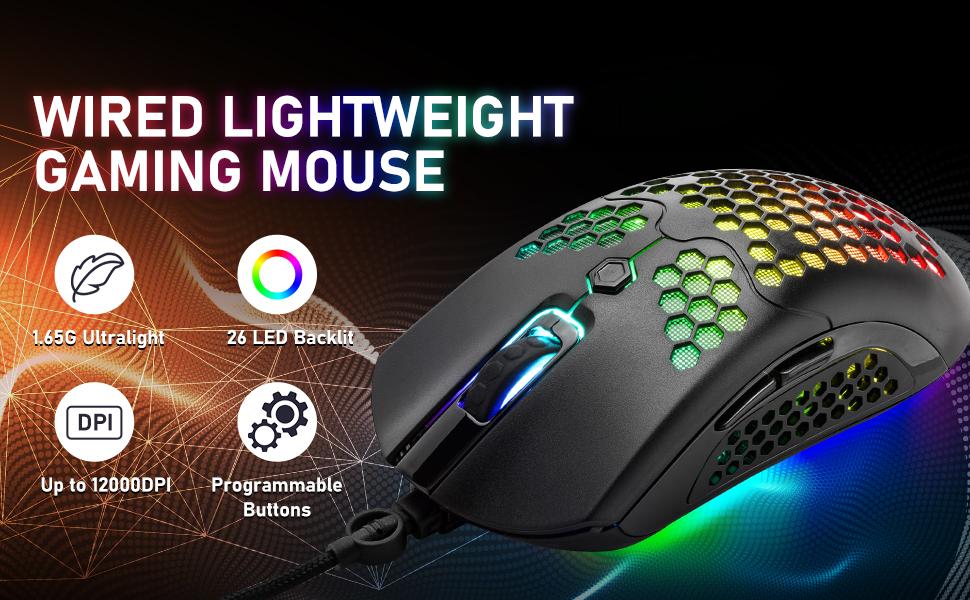MAMBANAKE x ZIYOUANG AK33 Gaming Keyboard,M5 Mouse,Rainbow LED Backlit Mechanical Keyboard