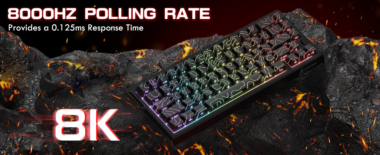 ATTACK SHARK X68PRO HE Wireless Rapid Trigger Gaming Keyboard with Adjustable Actuation,Hot-Swap,RGB Backlit,BT/2.4GHz/Wired