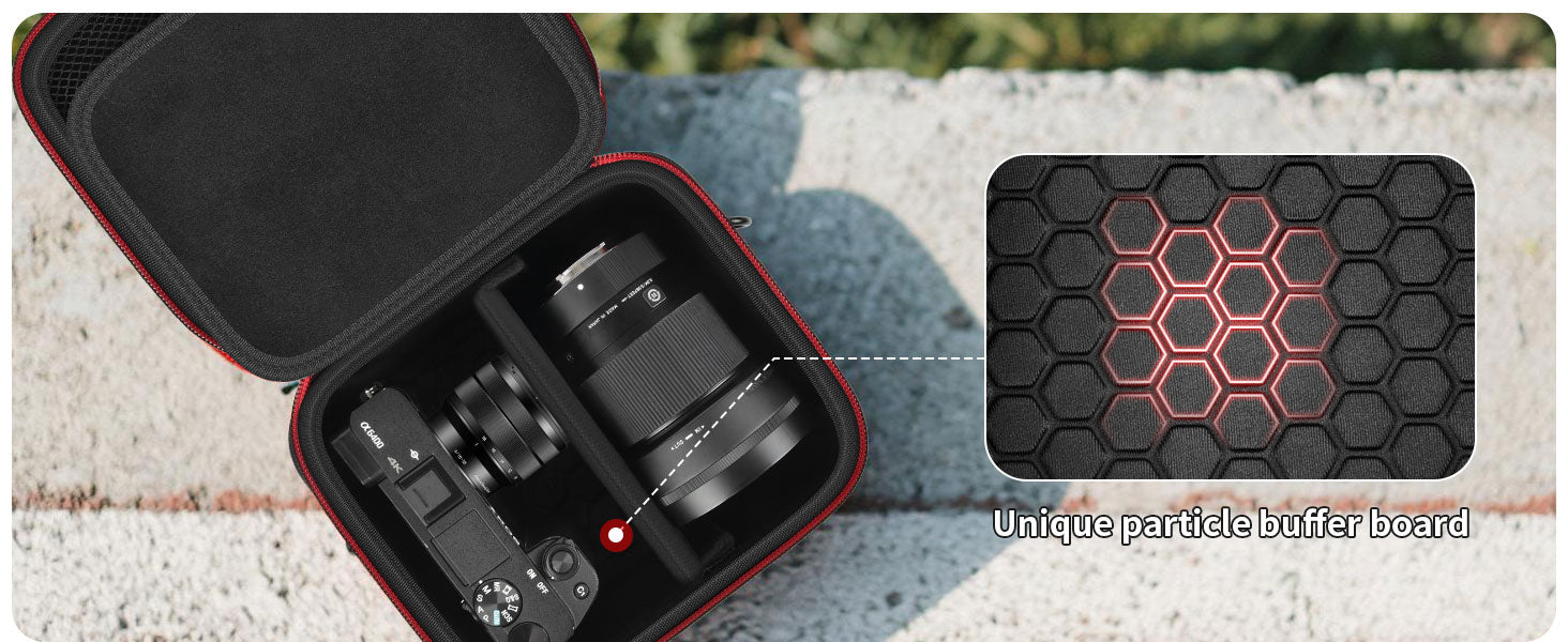 Hard Camera Case for Sony ZV-E10 A6400 A6000 A6100 A6600 A6500 (Medium,Kit Lens Only),Protective Bag with Shoulder Strap & Divid