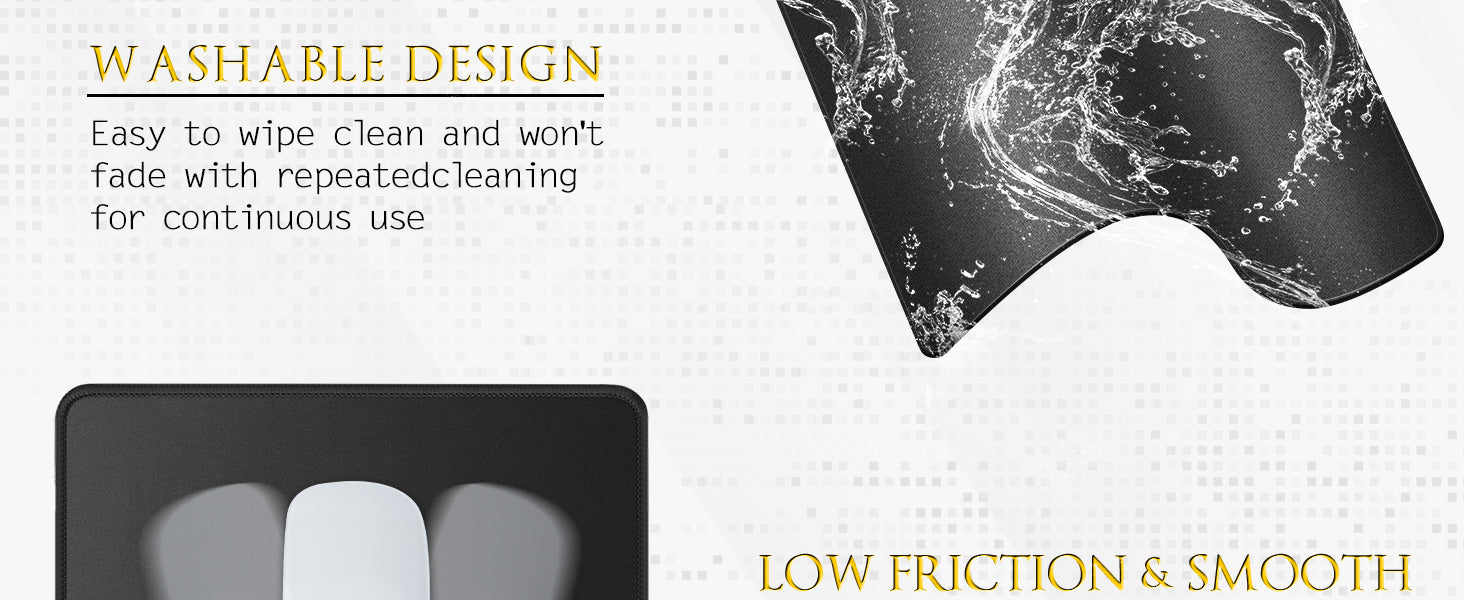 Premium-Textured Washable Mouse Pad with Non-Slip Rubber Base 10.2 X 8.3 Inch Computer Mousepad with Stitched Edges for Gaming Office Home Use