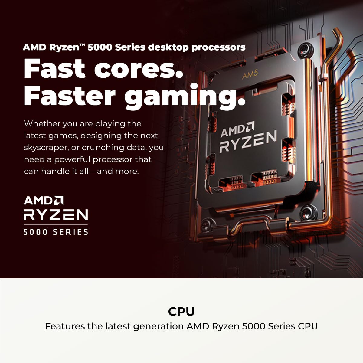 CYBERPOWERPC Gamer Master Gaming PC, AMD Ryzen 5 5500 3.6GHz, Radeon RX 6400 4GB, 16GB DDR4, 500GB PCIe Gen4 SSD, WiFi Ready & Windows 11 Home (GMA3100A)