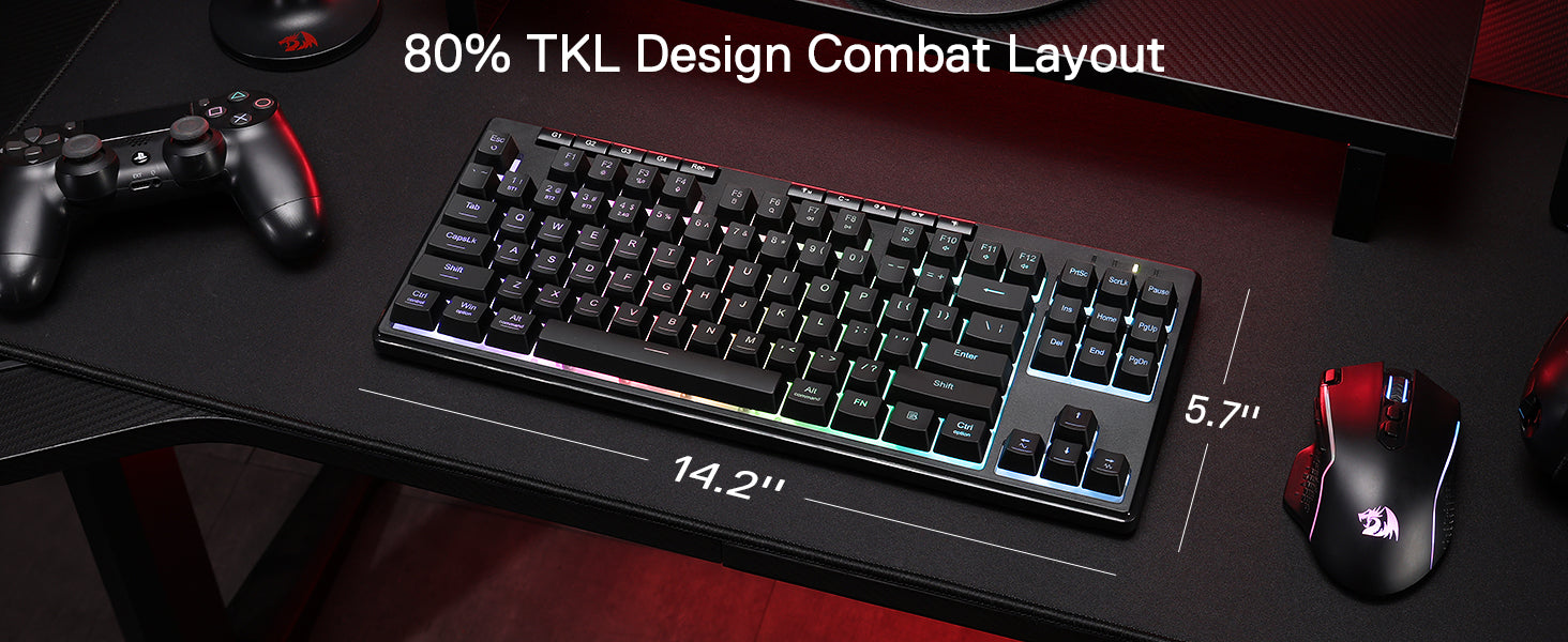 Redragon K516 PRO Shiva TKL RGB Wireless Membrane Gaming 87 Keys Mechanical-Feel Keyboard,Smooth Linear Switch