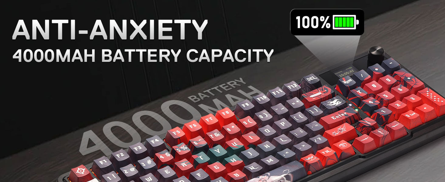 Redragon K719 PRO Wireless Gasket Gaming Hype Screen & Knob, 95 Keys Mechanical Keyboard,Easy-Control 1.14’’ TFT Info Display