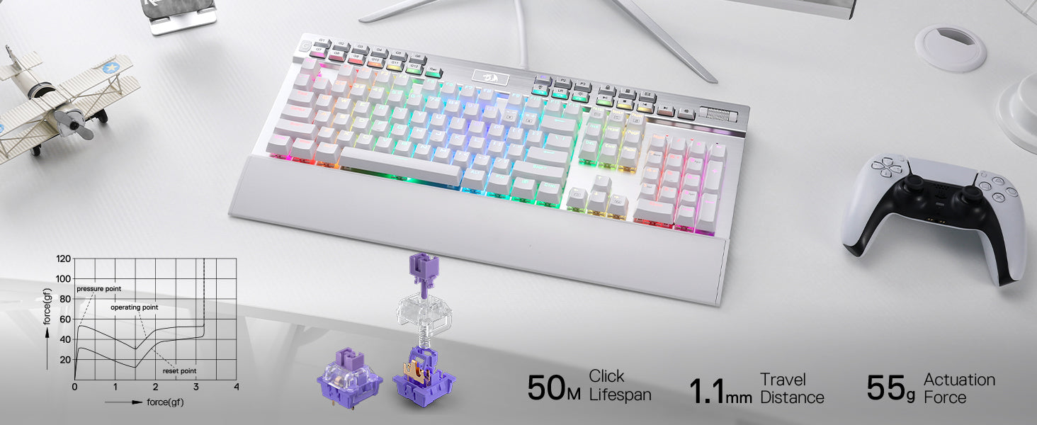 Redragon K550 RGB Gaming 104 Keys + 12 Macro G Keys Wired Mechanical & Wrist Rest Keyboard