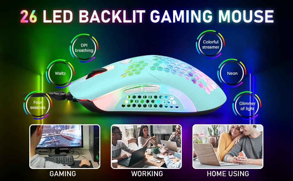 ZIYOU LANG Wired Gaming Keyboard and Mouse Combo,Blue LED Backlit Mechanical Keyboard