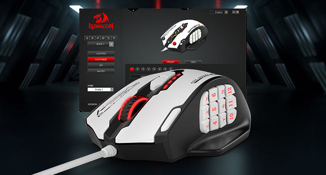 Redragon M908 Impact RGB MMO Gaming Mouse Optical Wired Ergonomic Design with Max 24000 DPI High Precision 18 Programmable Butto