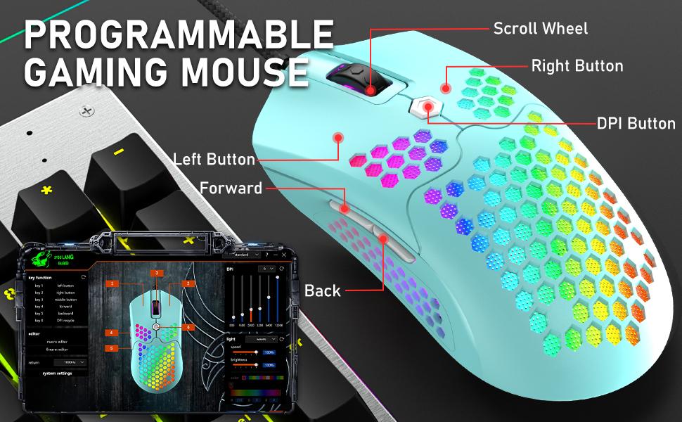 ZIYOU LANG Wired Gaming Keyboard and Mouse Combo,Blue LED Backlit Mechanical Keyboard
