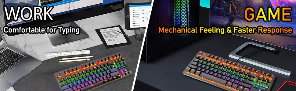 MAMBASNAKE x ZIYOU LANG K2 Wired Mechanical Gaming Keyboard Blue Switch Mini 82 Keys Wired Rainbow LED Backlit Keyboard