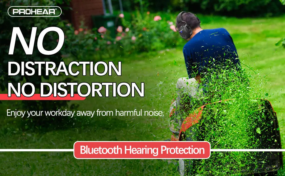 PROHEAR Bluetooth 5.3 Headphones SNR 30dB Hearing Protection Earphone Noise Reduction Safety Ear Muffs 4H Recharg 120H Playtime