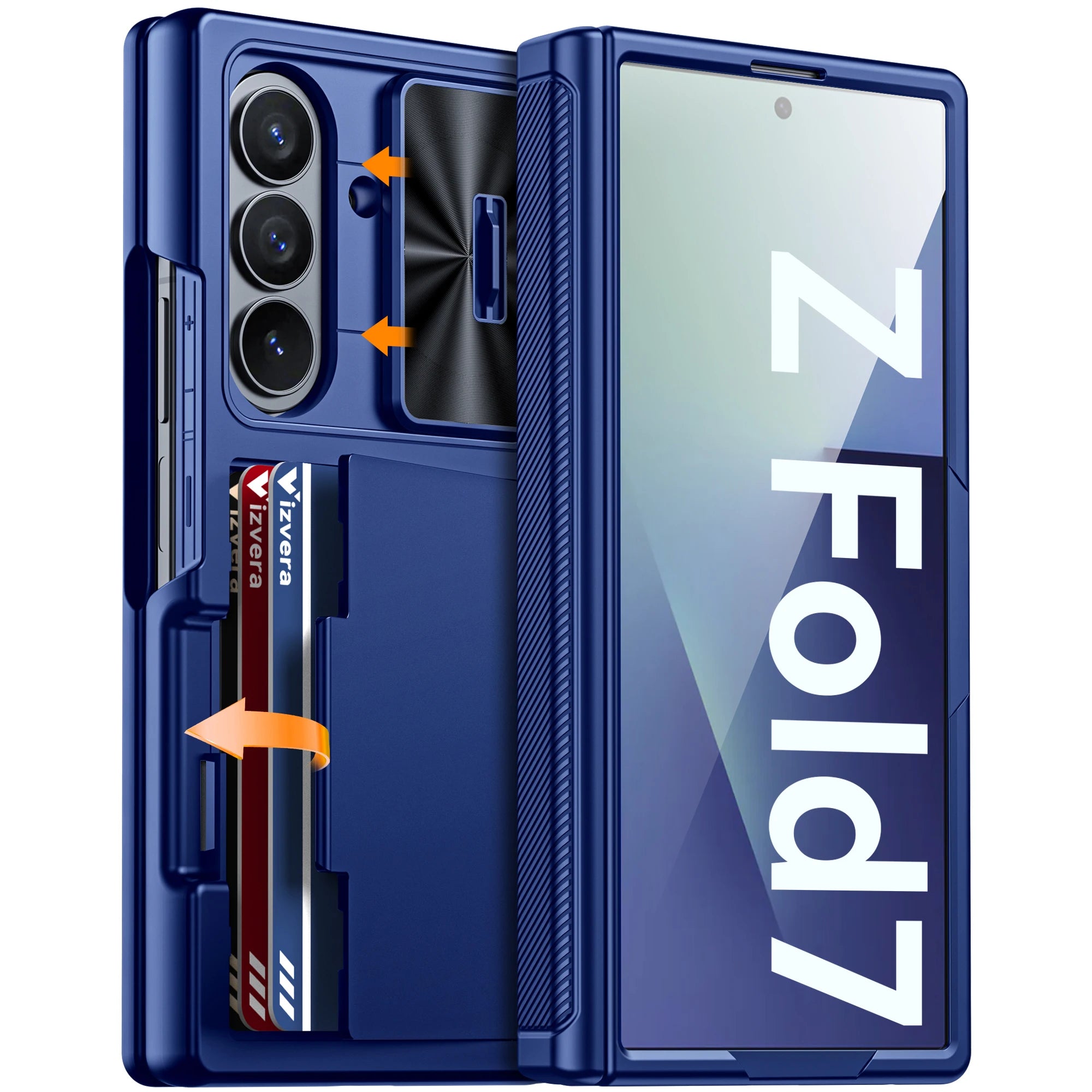 for Galaxy Z Fold 7 Phone Case,RFID Wallet with Cards Holder,Hinge Cover,Camera Cover,Suitable for Men and Woman-Black