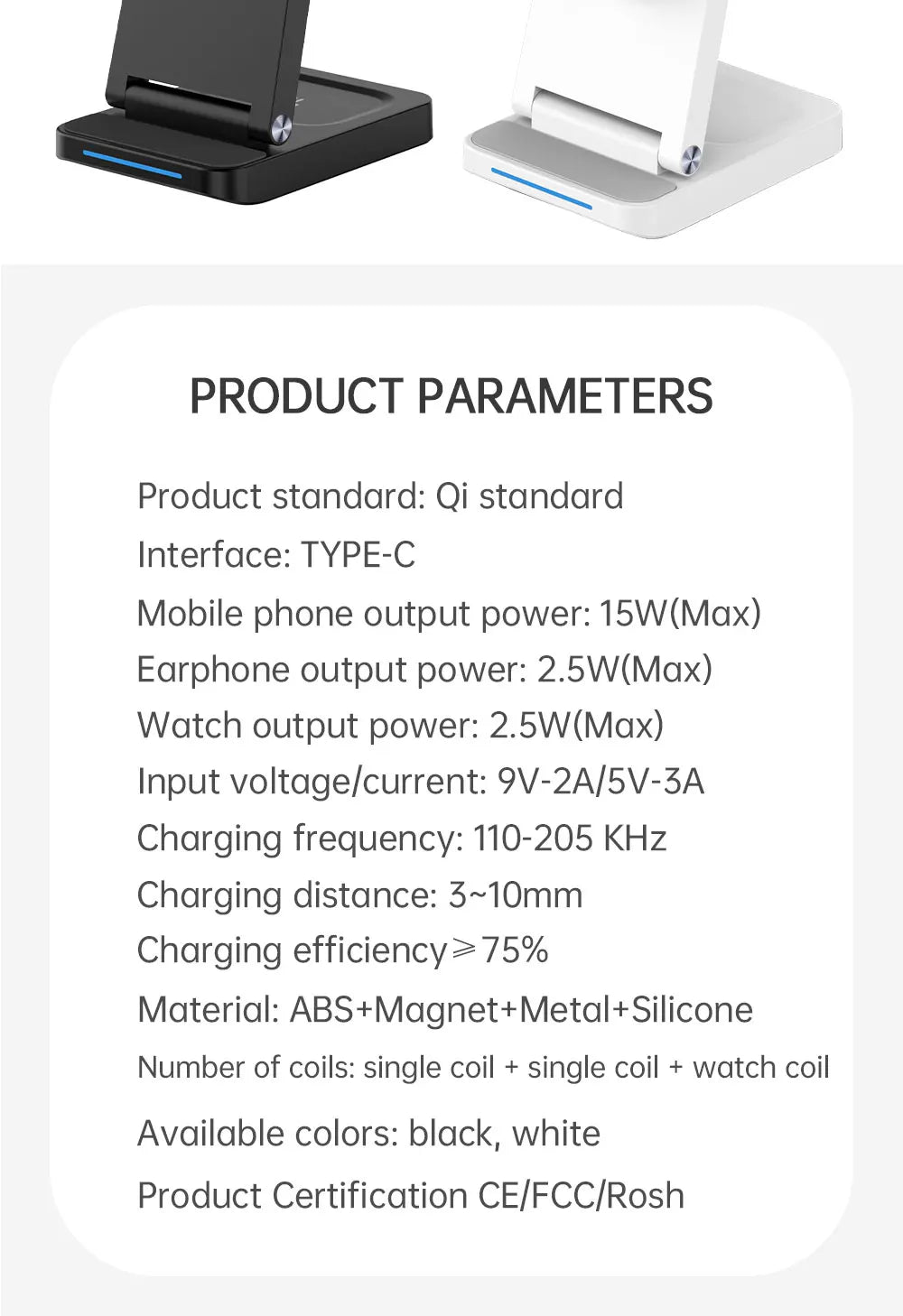 TIMESS 3 IN 1 15W Wireless Charger For iPhone17 16 15 14 PROMAX For Apple Watch Series 11 10-1 For Airpods Pro Charging Station