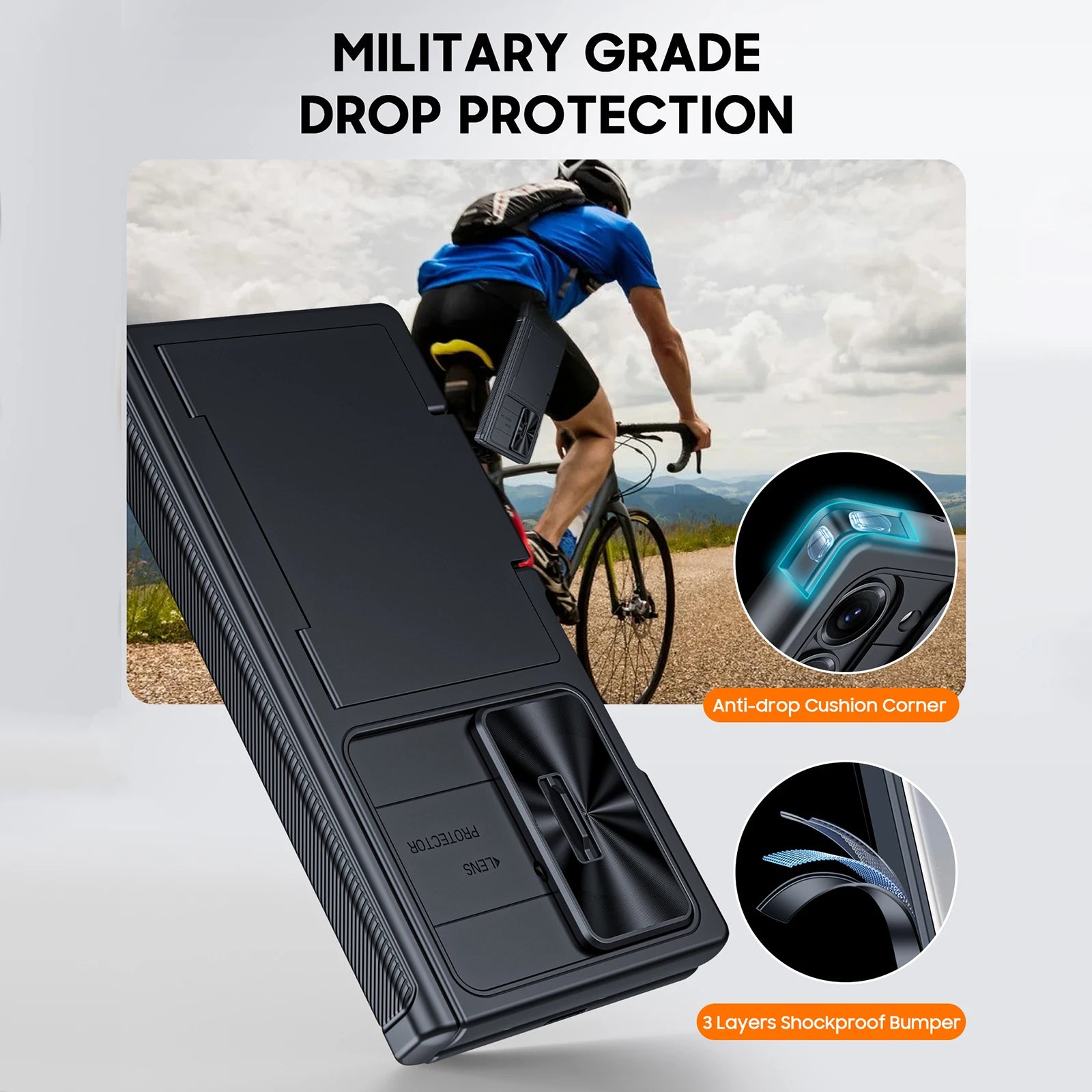 for Galaxy Z Fold 7 Phone Case,RFID Wallet with Cards Holder,Hinge Cover,Camera Cover,Suitable for Men and Woman-Black