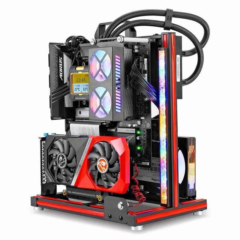 METALFISH BlockCase Aluminum Open Frame Case Support ATX/M-ATX Mainboard GPU Mount Horizontally 240 Water Cooler Gaming Cabinet
