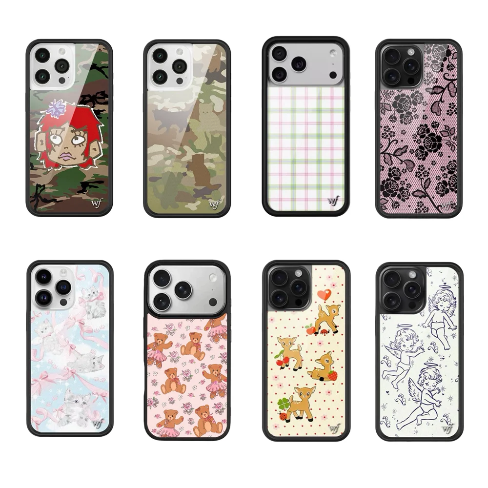 2025 New Wildflower Polka dot deer Phone Case for iPhone 17 Pro Max 12 13 14 15 plus 16 Pro Cover 3D WF Strawberry Cartoon Cases