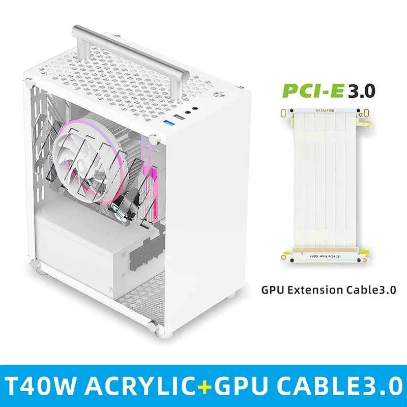 METALFISH T40 Mini ITX Black Case 7L Gaming Computer Chassis Compact transparent PC Support SFX PSU/70mm Cooler/206mm GPU