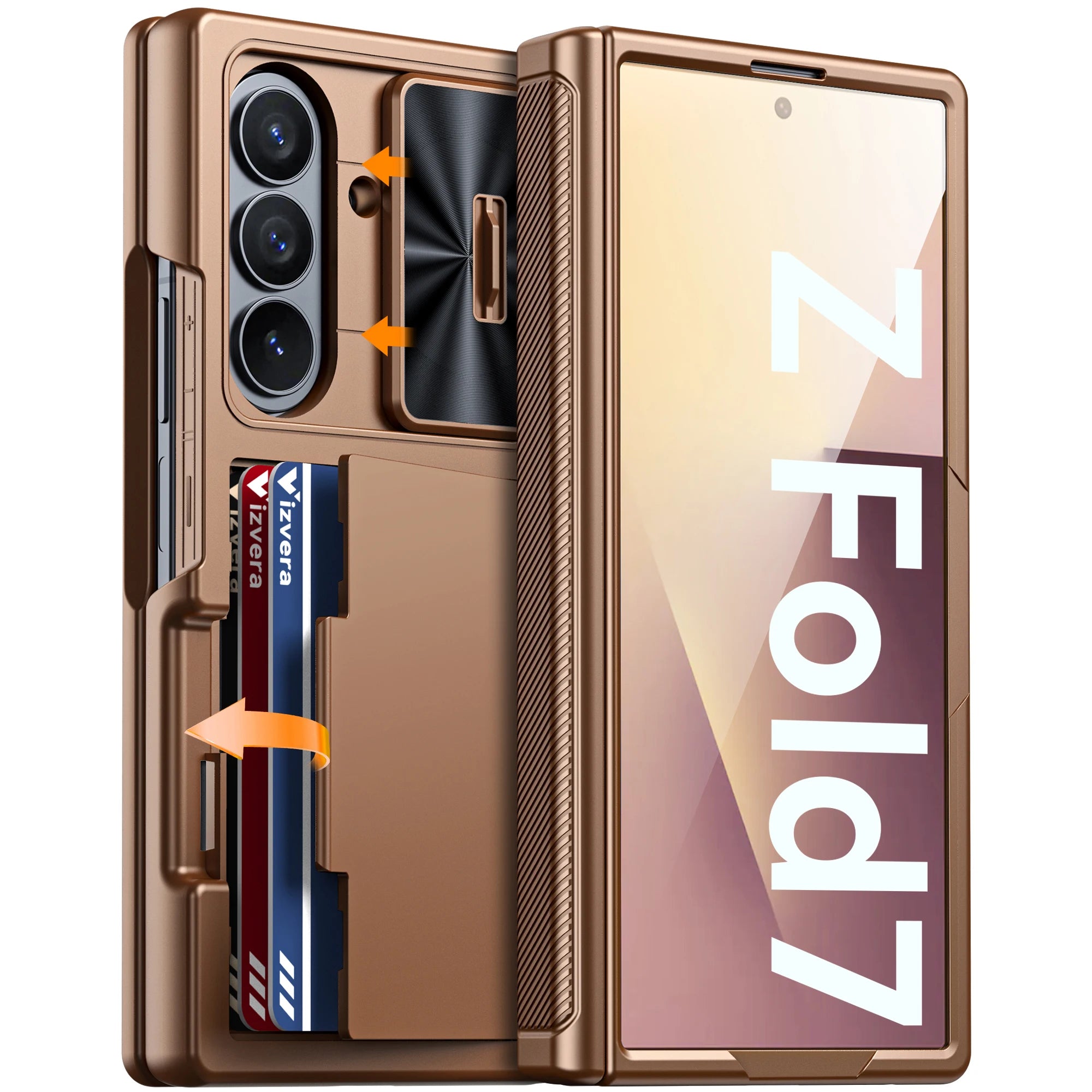 for Galaxy Z Fold 7 Phone Case,RFID Wallet with Cards Holder,Hinge Cover,Camera Cover,Suitable for Men and Woman-Black