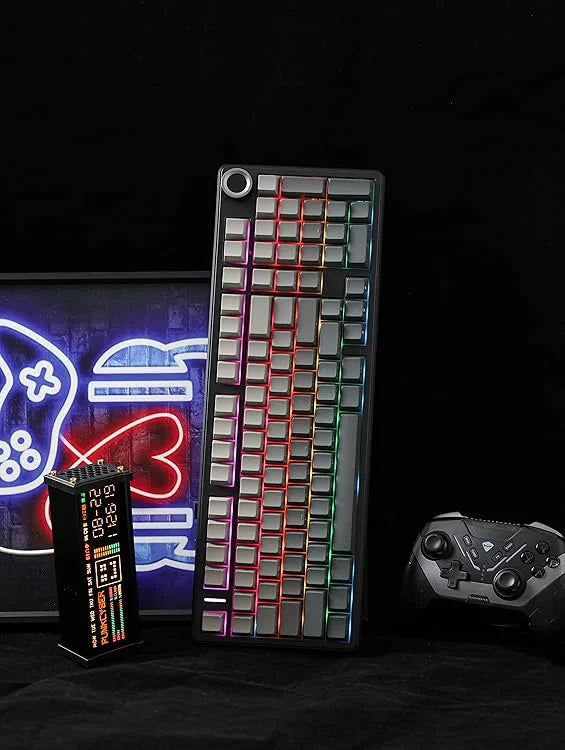 AULA F99pro Wireless Gaming Keyboard Gasket Structure Compatible with 3/5 Pins Hot-swap Mechanical Keyboard with Media Knob