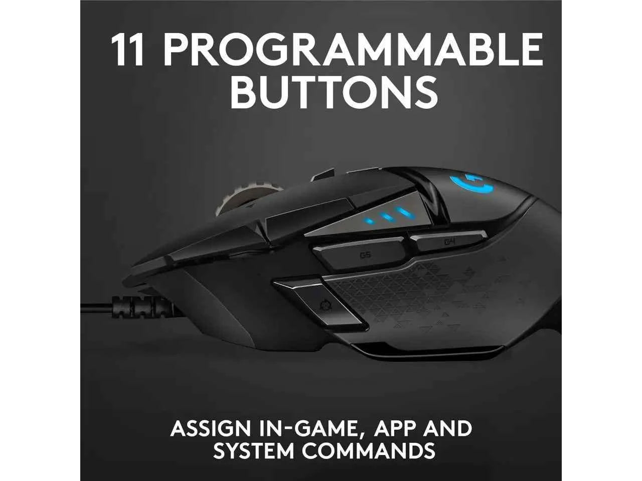 Logitech G502 HERO High Performance Wired Gaming Mouse, HERO 25K Sensor, 25,600 DPI, RGB, Adjustable Weights, 11 Programmable Buttons, On-Board Memory, PC / Mac