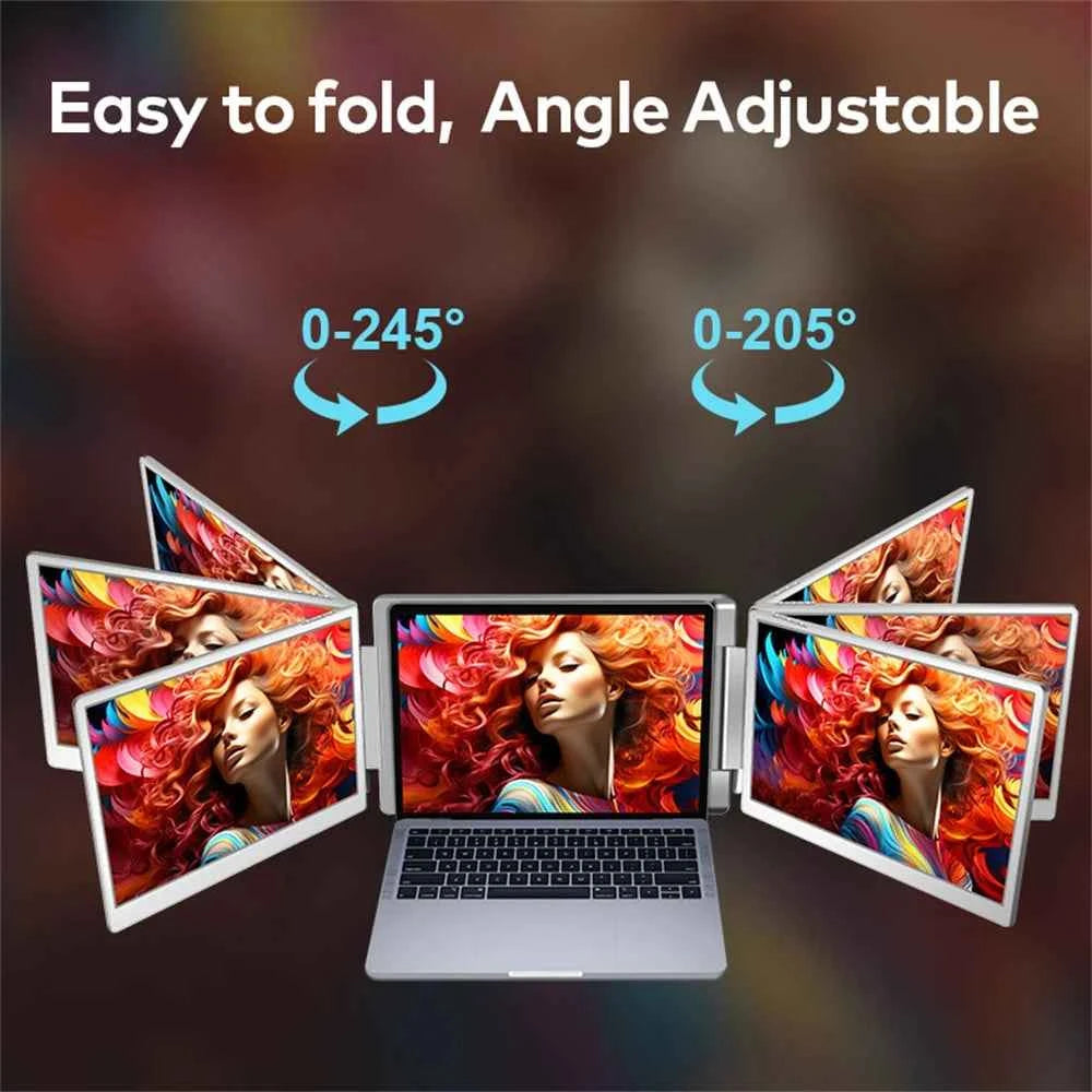 Rospider 16-Inch Triple Laptop Screen Extender – 1920×1200 FHD IPS, Type-C, 360° Rotation, Swivel Lift Bracket, Plug & Play Display