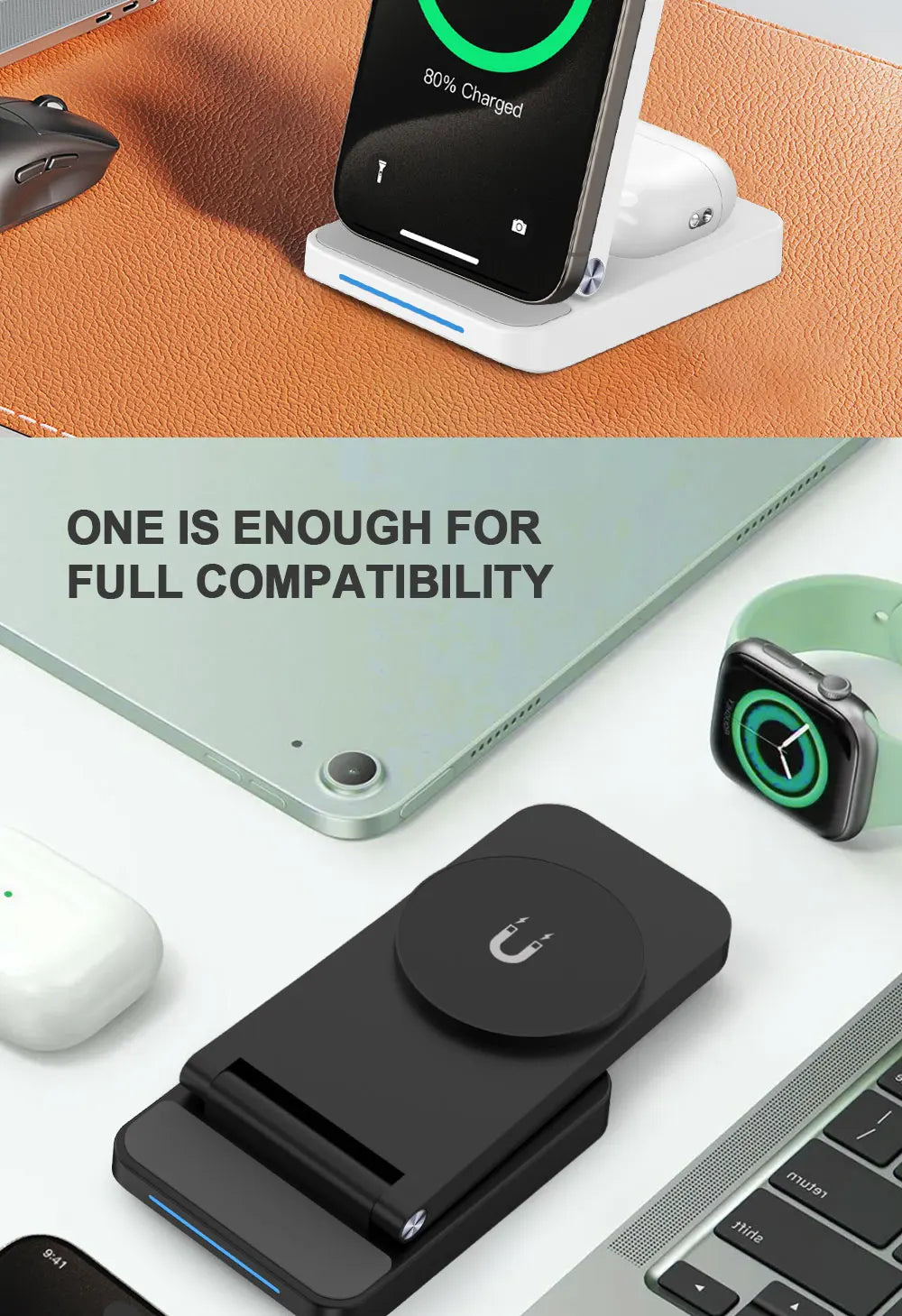 TIMESS 3 IN 1 15W Wireless Charger For iPhone17 16 15 14 PROMAX For Apple Watch Series 11 10-1 For Airpods Pro Charging Station