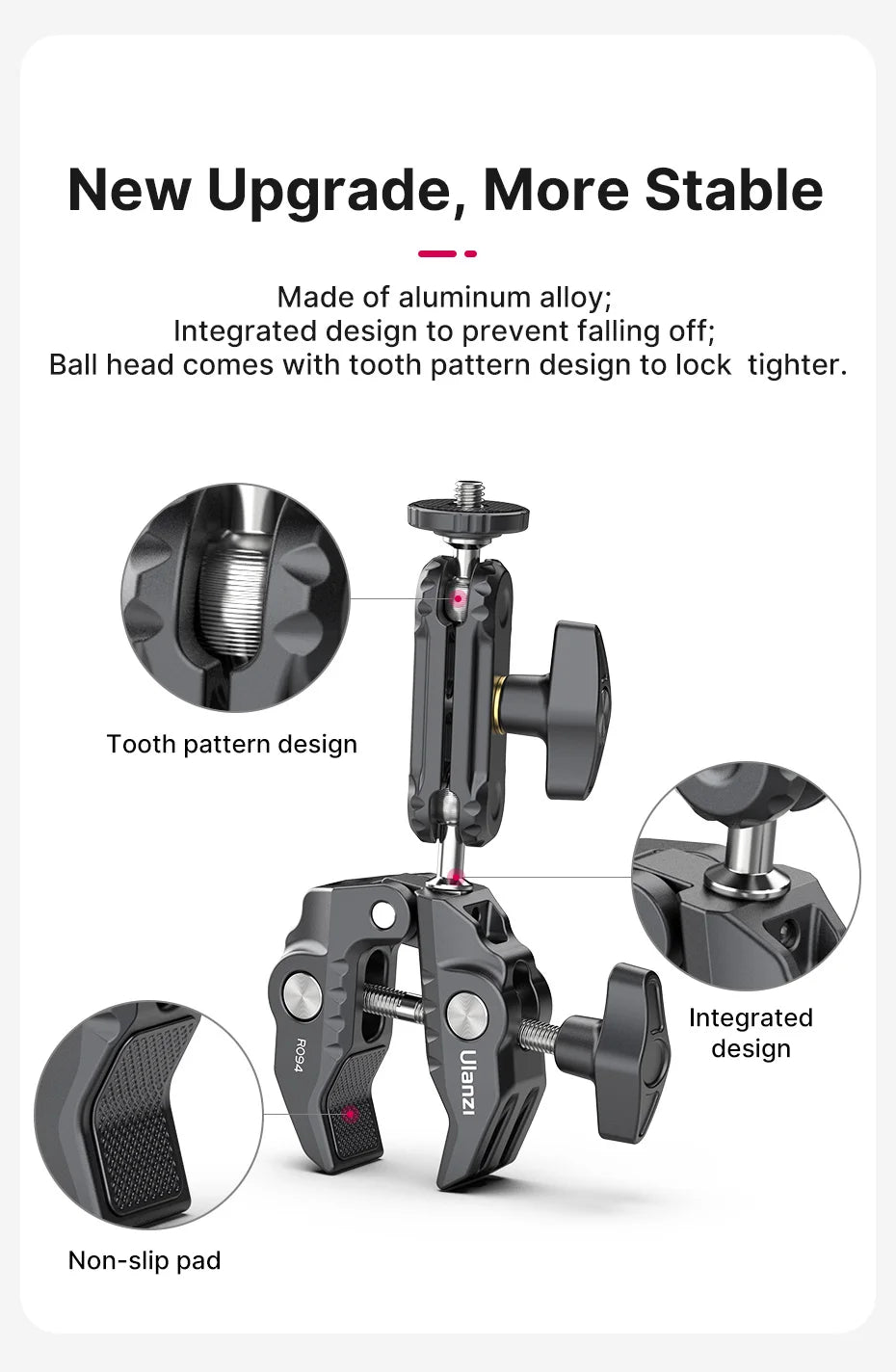 Ulanzi ST-29 Universal Tablet Tripod Mount Stand Phone Holder w Cold Shoe For iPhone 16 15 14 13 12 Horizontal Vertical Shooting