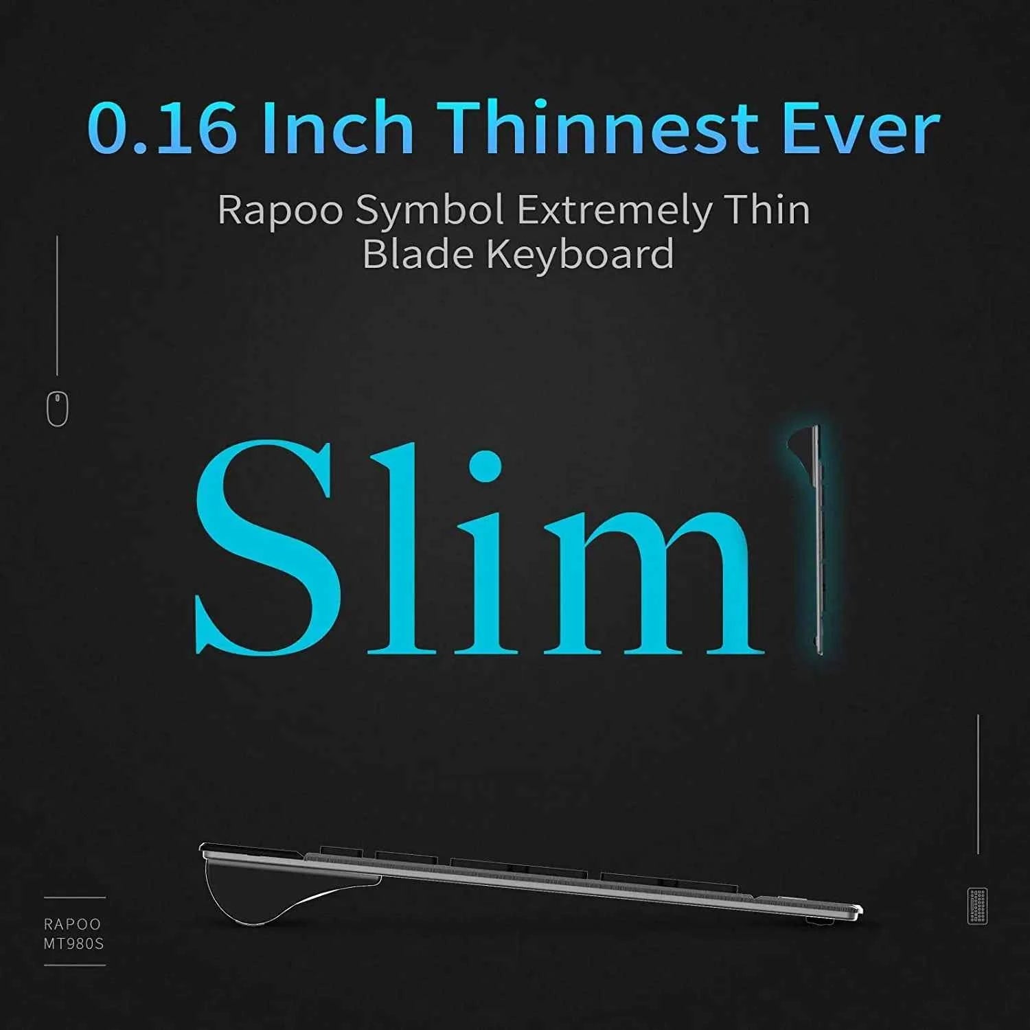 Rapoo 9900M Multi-Mode Bluetooth Wireless Keyboard and Mouse Combo Connect Up to 4 Devices Ultra-Slim Keyboard and Laser Mouse