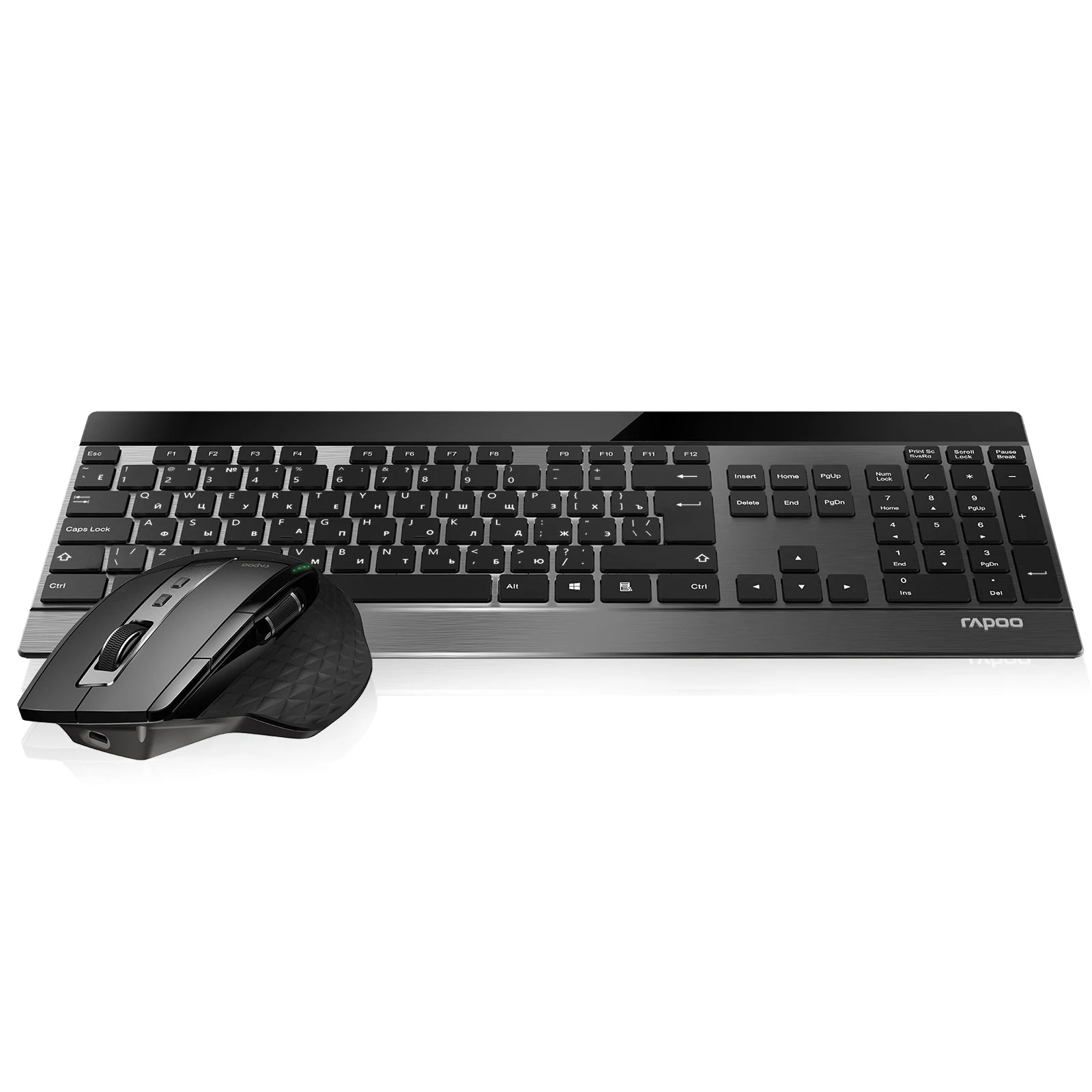 Rapoo 9900M Ultra-Slim Russian Keyboard and Mouse Combo Multi-Mode Bluetooth Wireless Silent Keyboard Rechargeable Laser Mouse
