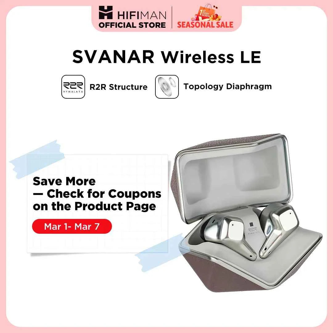 HIFIMAN SVANAR Wireless LE Noise Cancelling Bluetooth in-Ear Hi-Fi Earphones with Hymalaya DAC, Topology Diaphragm Driver, IPX5