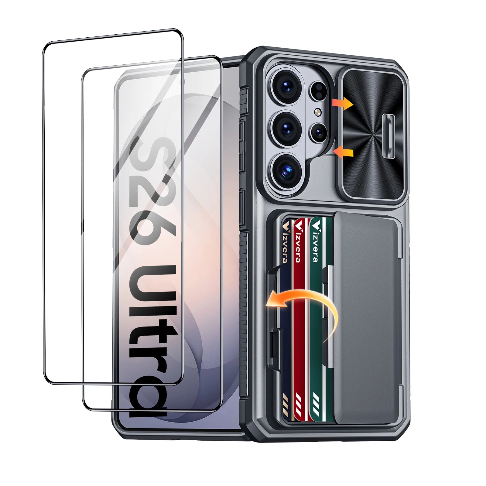 For Galaxy S26 Ultra Case Wallet-Full Body Protective with Card Holder(4 Cards) Camera Cover & Kickstand for Women & Men-Gray