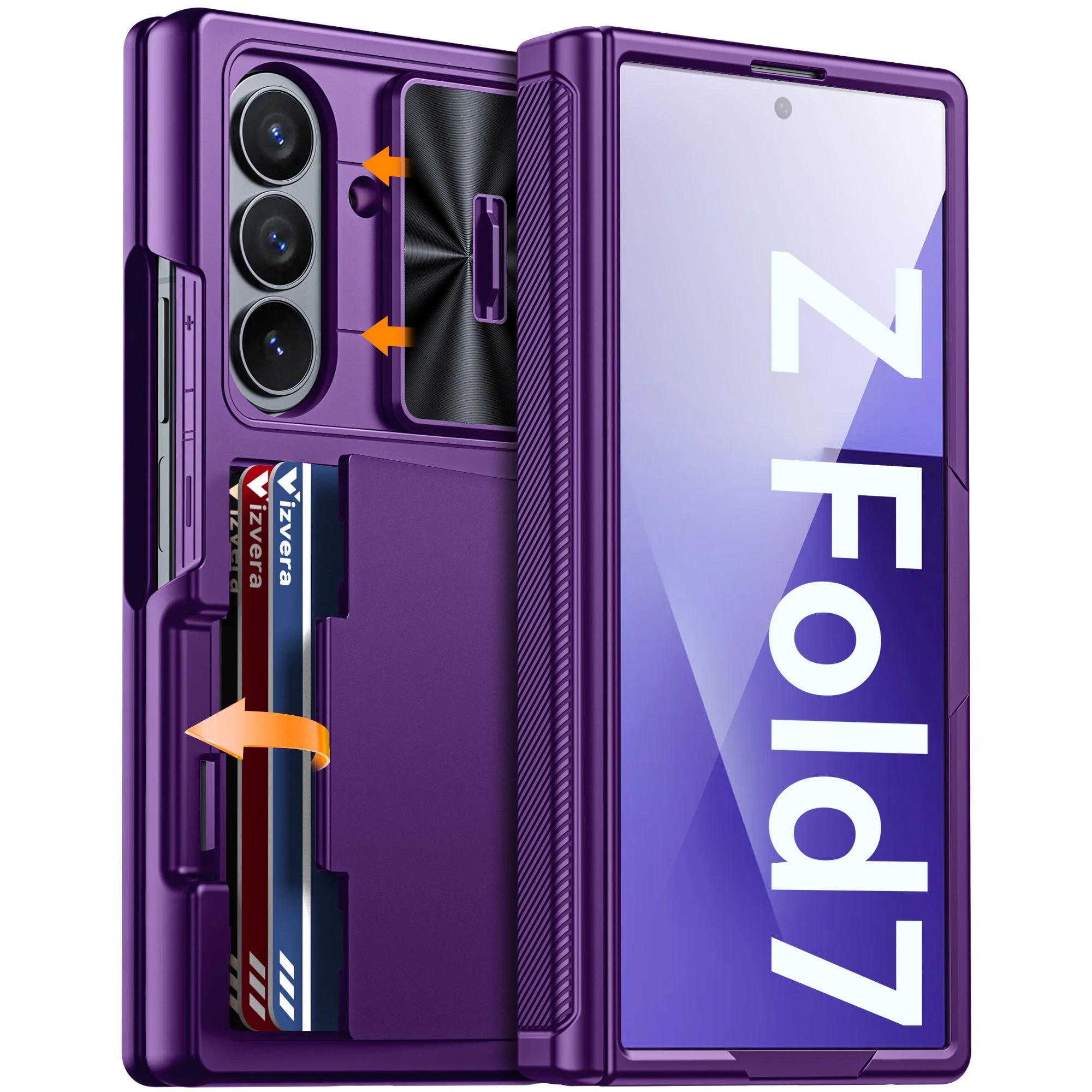 for Galaxy Z Fold 7 Phone Case,RFID Wallet with Cards Holder,Hinge Cover,Camera Cover,Suitable for Men and Woman-Black