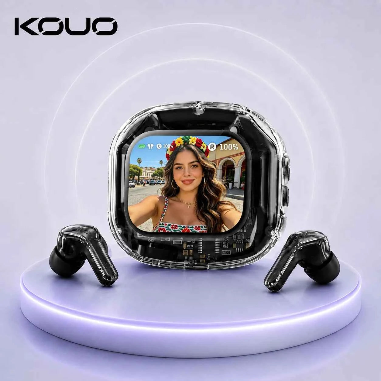 Wireless Bluetooth Headphones,144 Language Real Time Translation Earphones for Business,with Smart Touch Screen HiFi TWS Headset