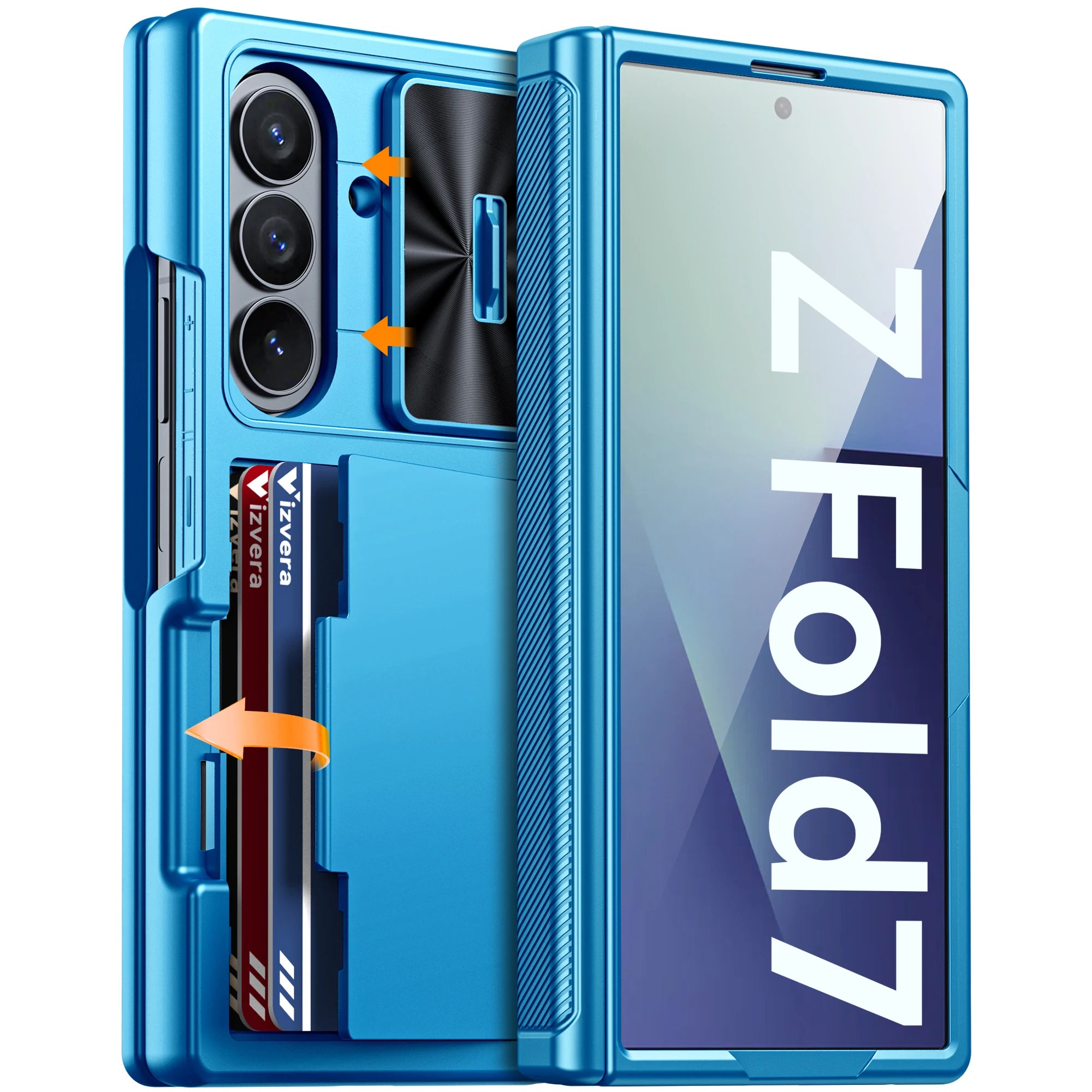 for Galaxy Z Fold 7 Phone Case,RFID Wallet with Cards Holder,Hinge Cover,Camera Cover,Suitable for Men and Woman-Black