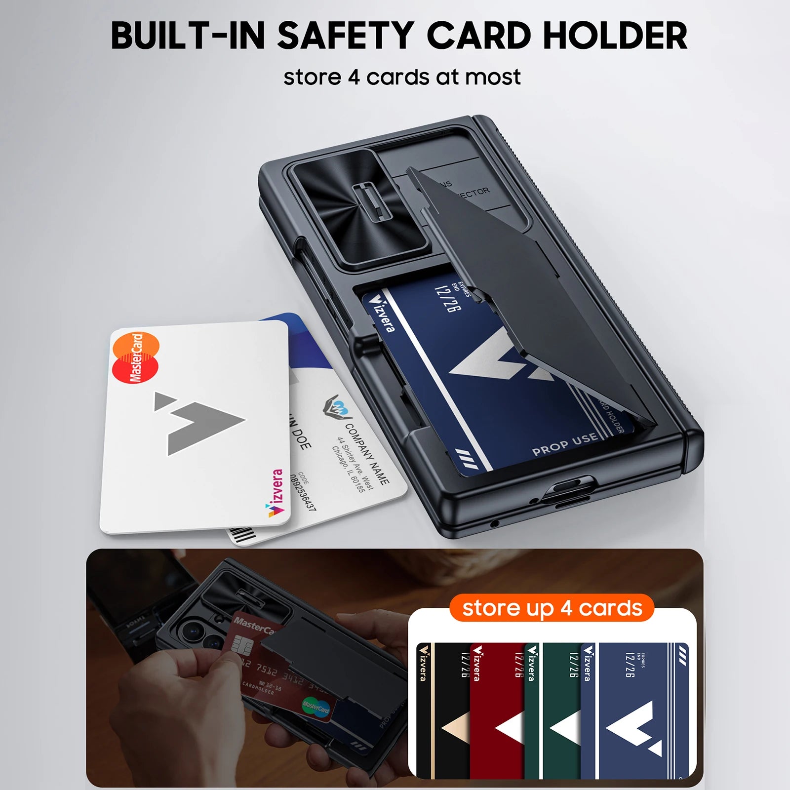 for Galaxy Z Fold 7 Phone Case,RFID Wallet with Cards Holder,Hinge Cover,Camera Cover,Suitable for Men and Woman-Black