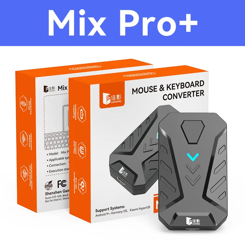 Mobile Games Converter Gaming Keyboard and Mouse Kit One Hand Gamer Keyboard Controller Bluetooth Wired Two Modes Mix Pro for PU