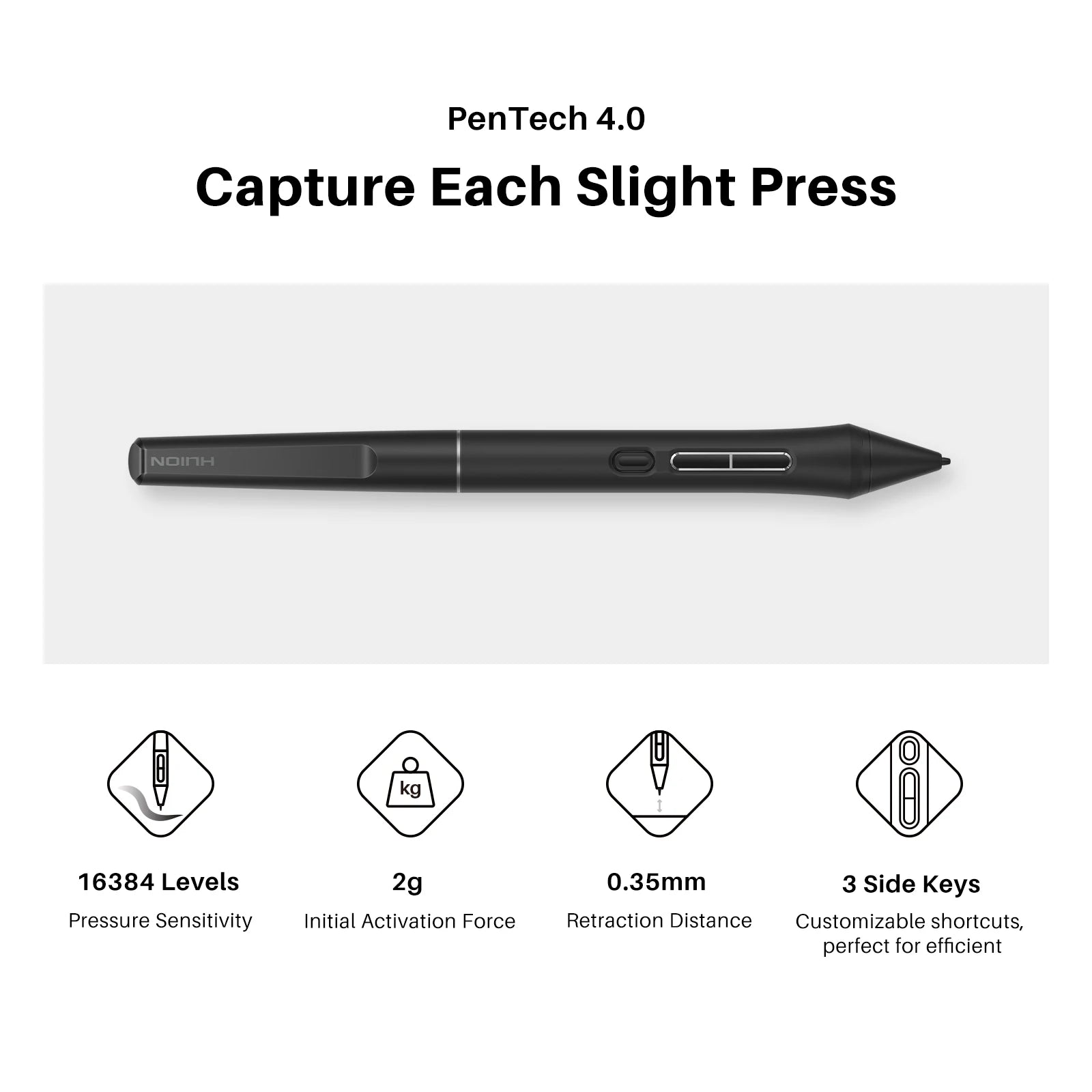 Huion Kamvas 13 (Gen 3) Graphics Tablet with Screen Pentech 4.0 16K Levels Pressure Pen Display Dual Dials 5 Press Keys