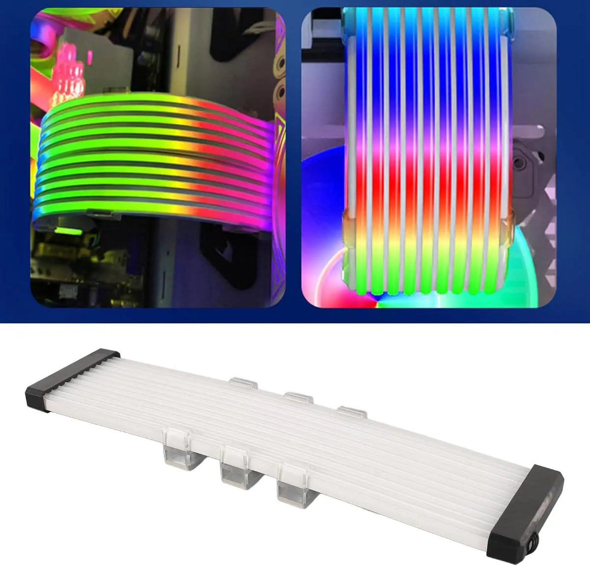 5V ARGB Rainbow 24Pin 8Pin PSU Extension Cable, ARGB LED Sync ATX Gaming PC Case Decor Light Strip