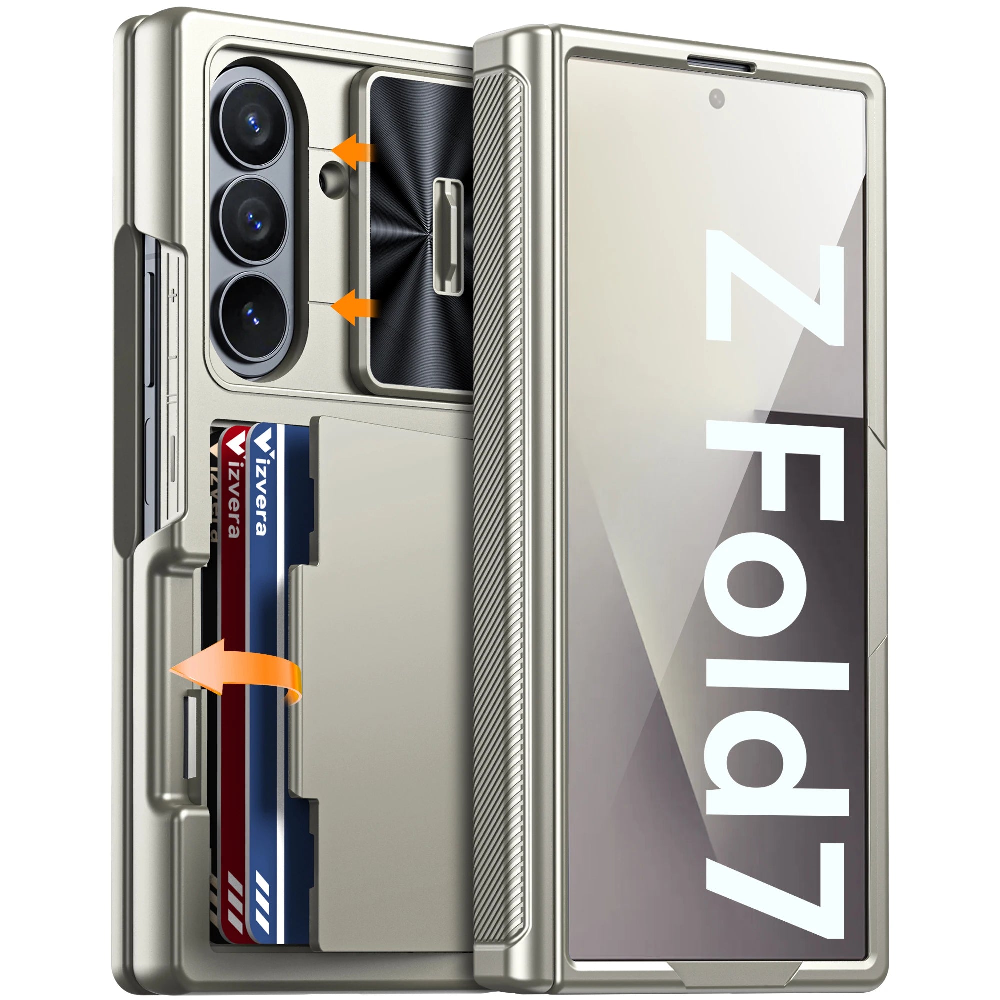 for Galaxy Z Fold 7 Phone Case,RFID Wallet with Cards Holder,Hinge Cover,Camera Cover,Suitable for Men and Woman-Black