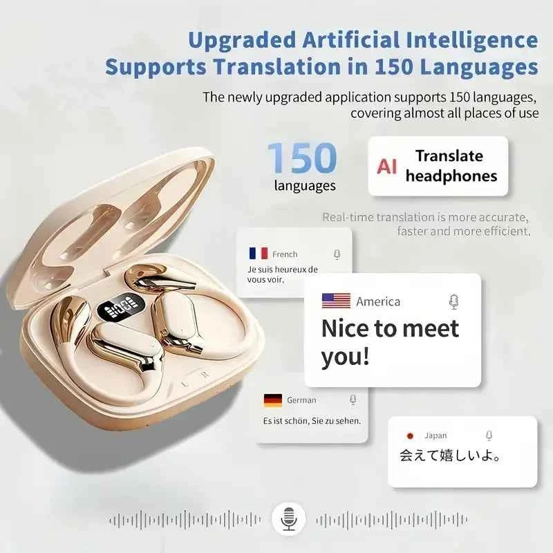 2026 New AI Translation Earphones: High-definition audio, LED battery display, suitable for sports and commuting.
