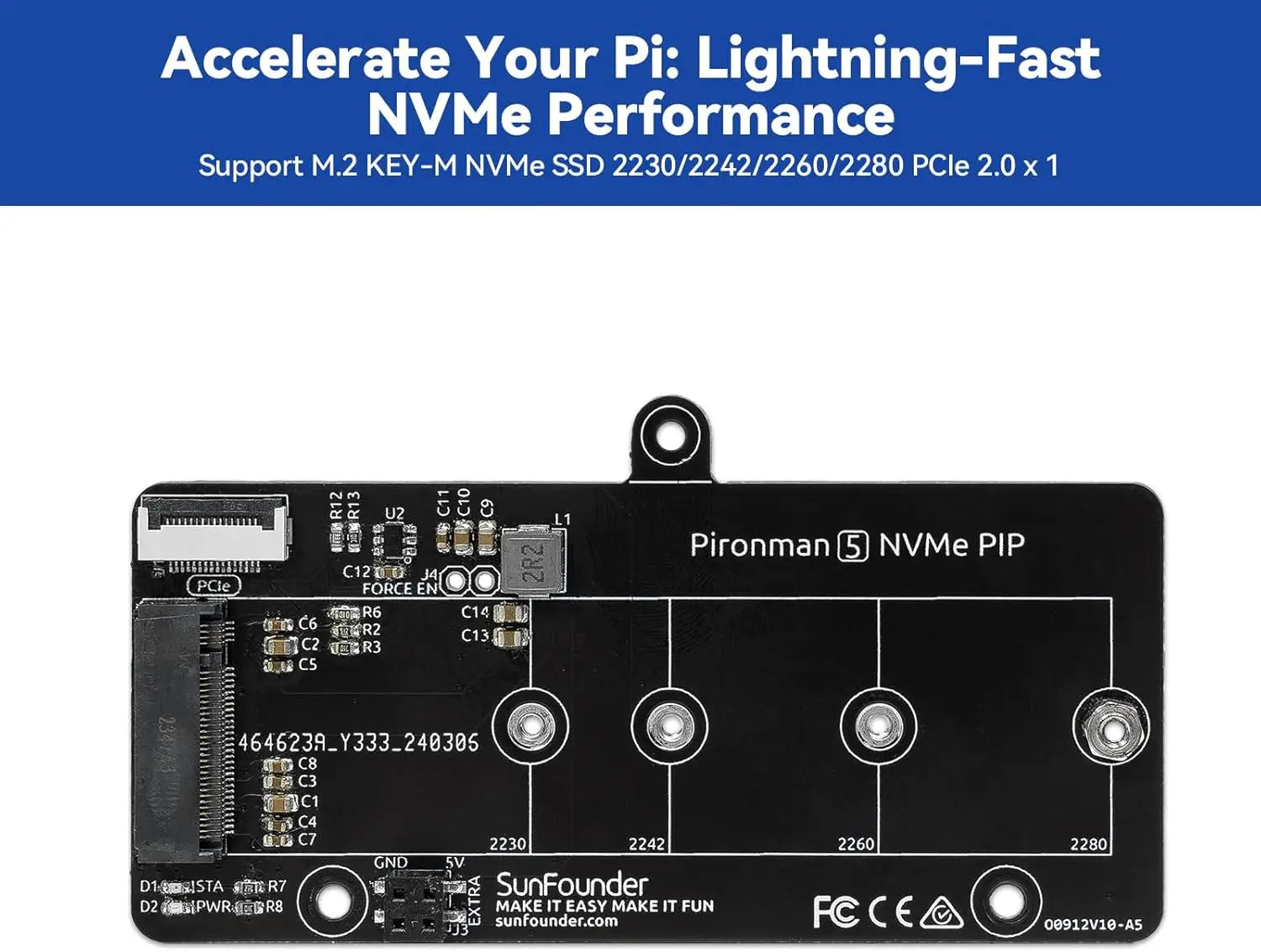 SUNFOUNDER Pironman 5 NVMe PIP Module for Raspberry Pi 5