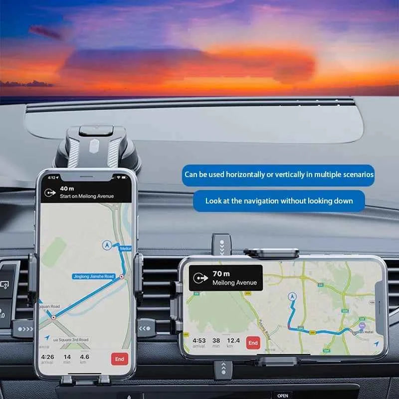 GPS Navigation Car Phone Bracket - Universal Dashboard Windshield Desk Hanging Cellphone Stand
